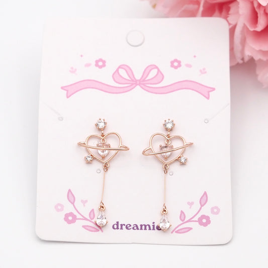 Universe Love Heart Earrings - Rose gold