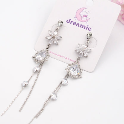 Enchanted Snow Flower Clip-on Earrings