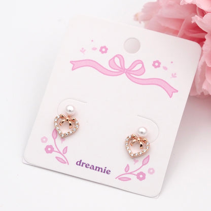 Loveknot Pearl Earrings - Rose gold