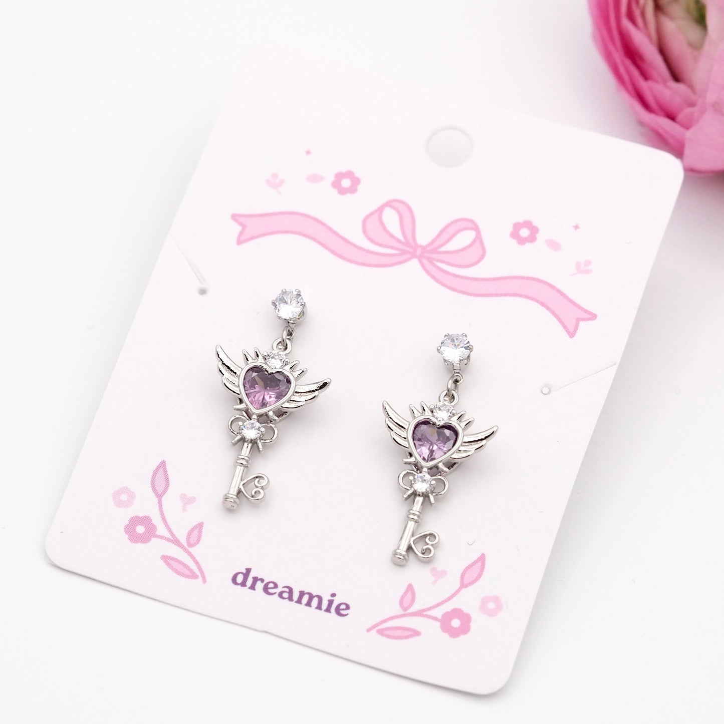 Sailor Moon Heart Earrings - Purple