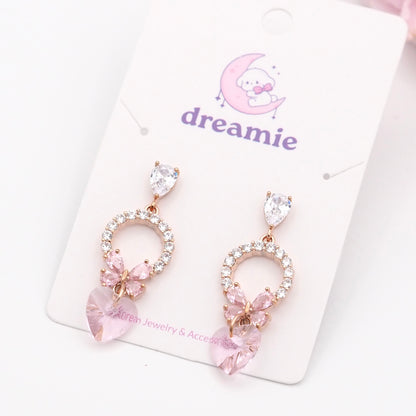 Crystal Butterfly Love Earrings