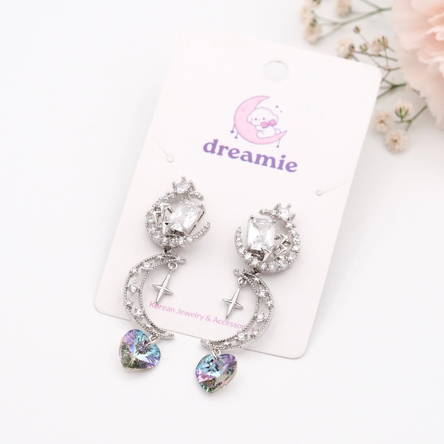 Moonlit Amour Earrings - Silver