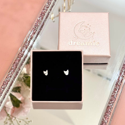 Mini Silver 925 Shimmer Promise Bow Earrings