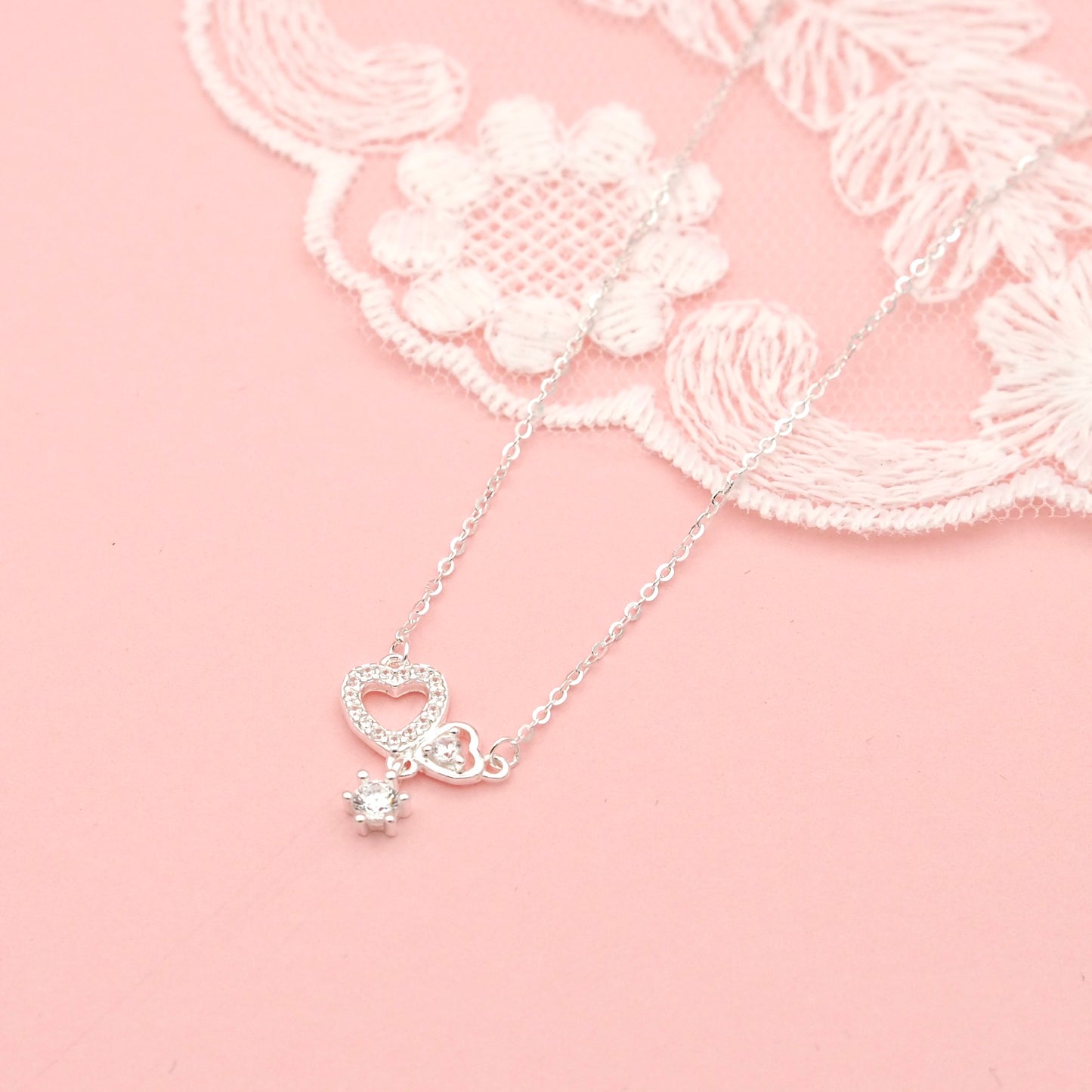 925 Silver Crystal Kiss Necklace