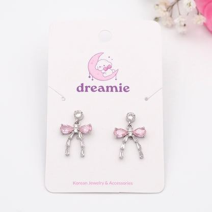 Crystal Rosy Bow Earrings