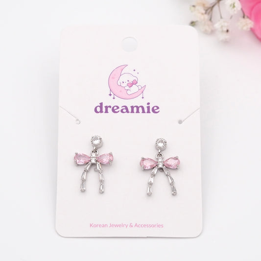 Crystal Rosy Bow Earrings