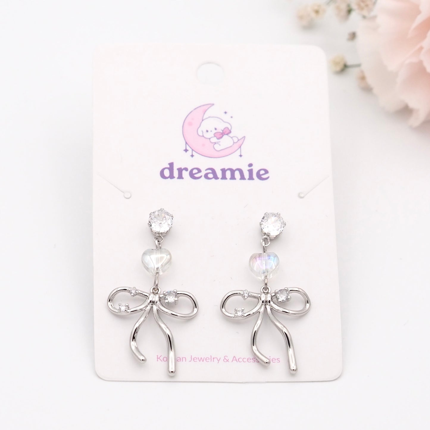 Silver Ribbon Drop Earrings