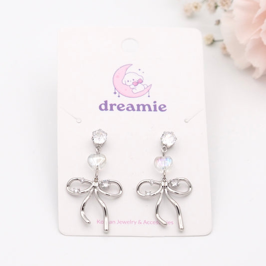 Silver Ribbon Drop Earrings