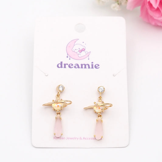 Pink Planet Galaxy Earrings