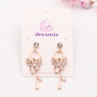 Glimmering Butterfly Drop Earrings