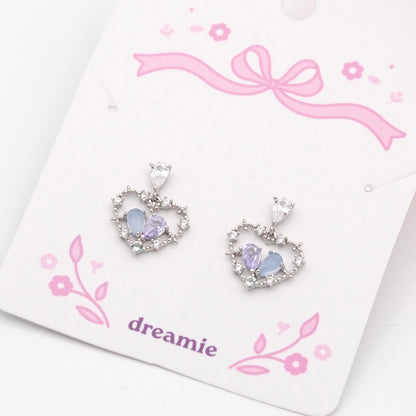Two-tone Silver Heart Earrings