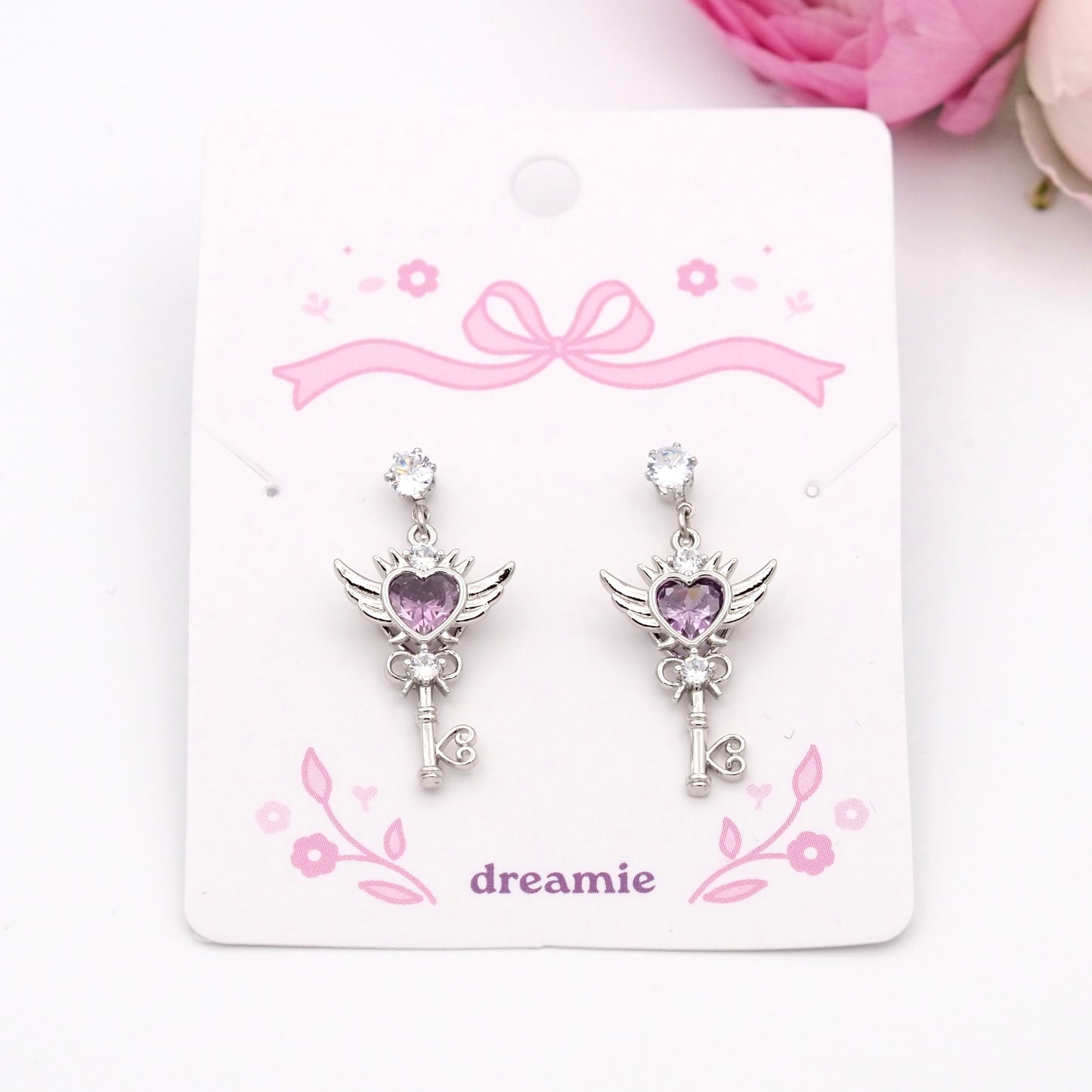 Sailor Moon Heart Earrings - Purple