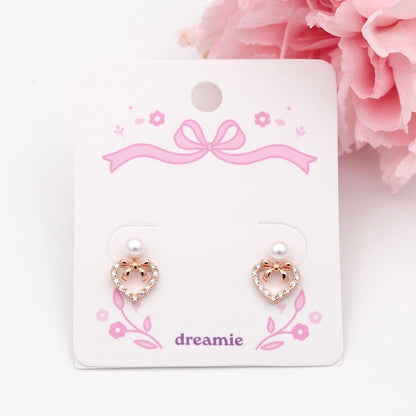 Loveknot Pearl Earrings - Rose gold