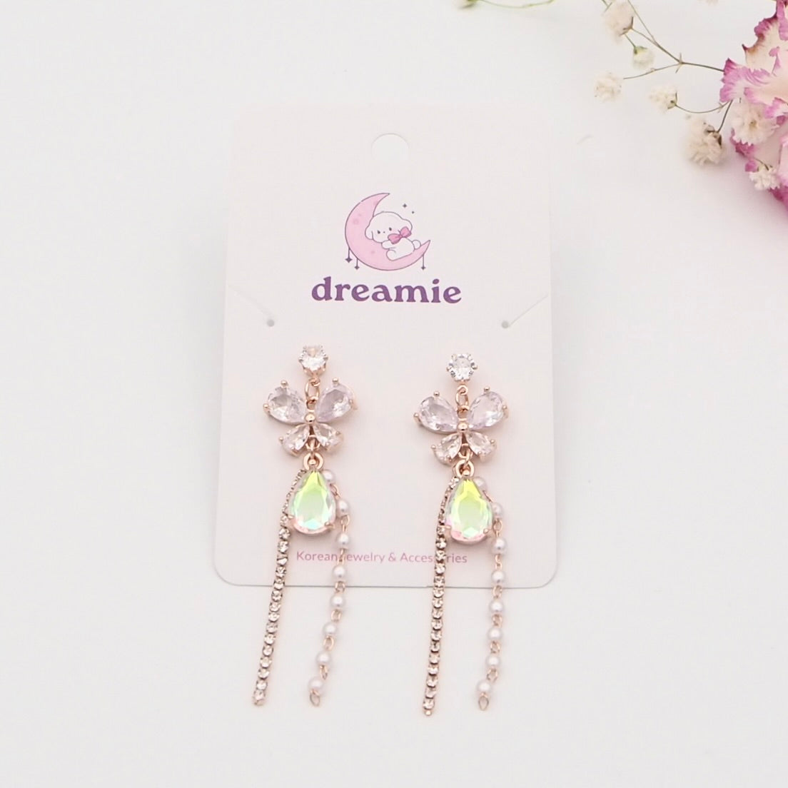 Glass Butterfly Drop Earrings