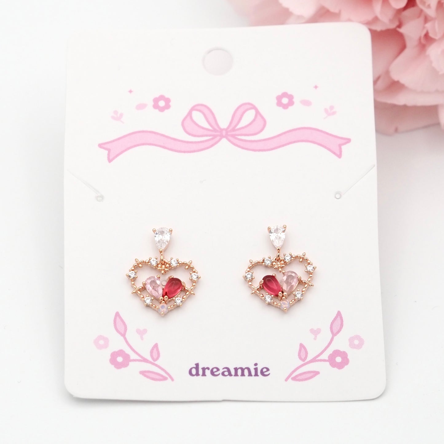 Two-tone Rosy Heart Earrings