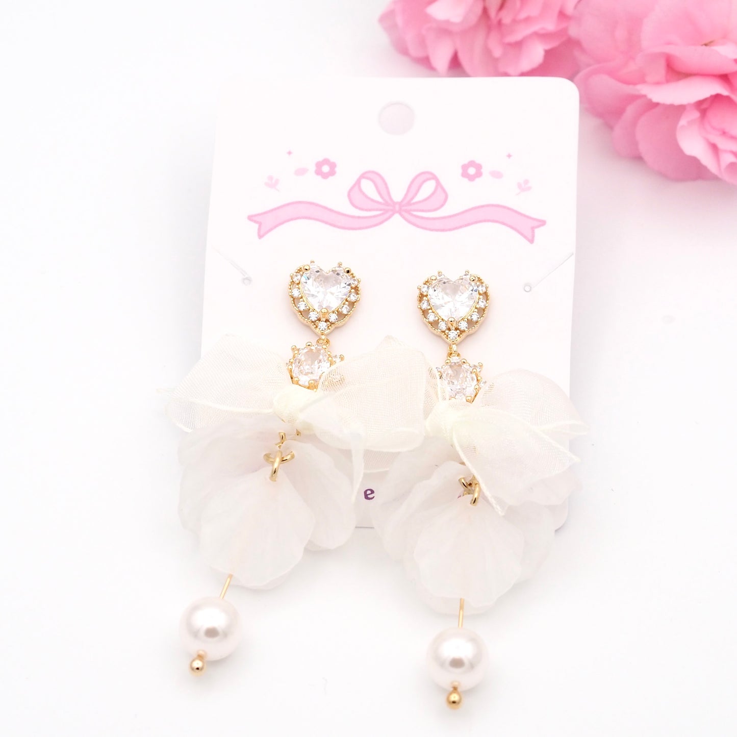 Bloomie Bow Earrings - White