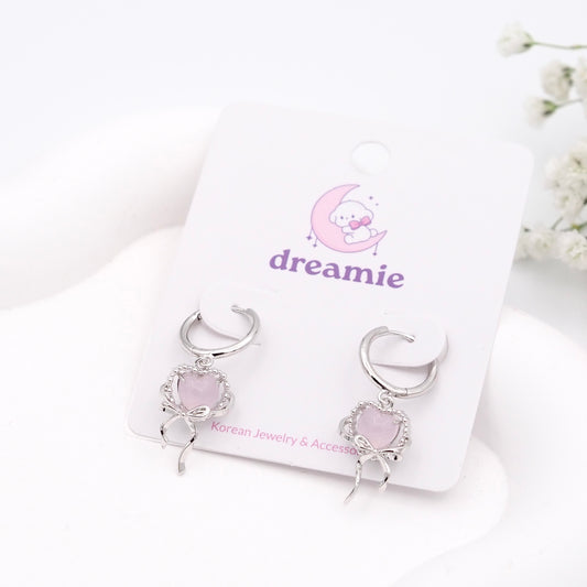 Rosy Heart Drop Earrings