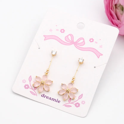 Petal Drop Earrings - Gold pink