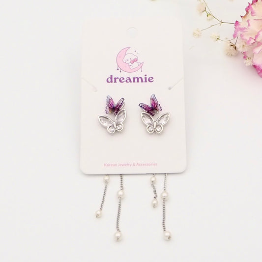 Graceful Butterfly Pearls Drop Earrings