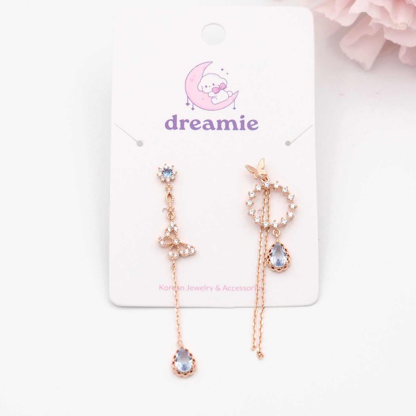 Crystal Sky Butterfly Earrings - rose gold