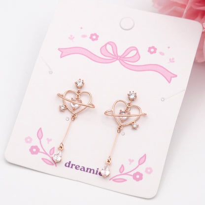 Universe Love Heart Earrings - Rose gold