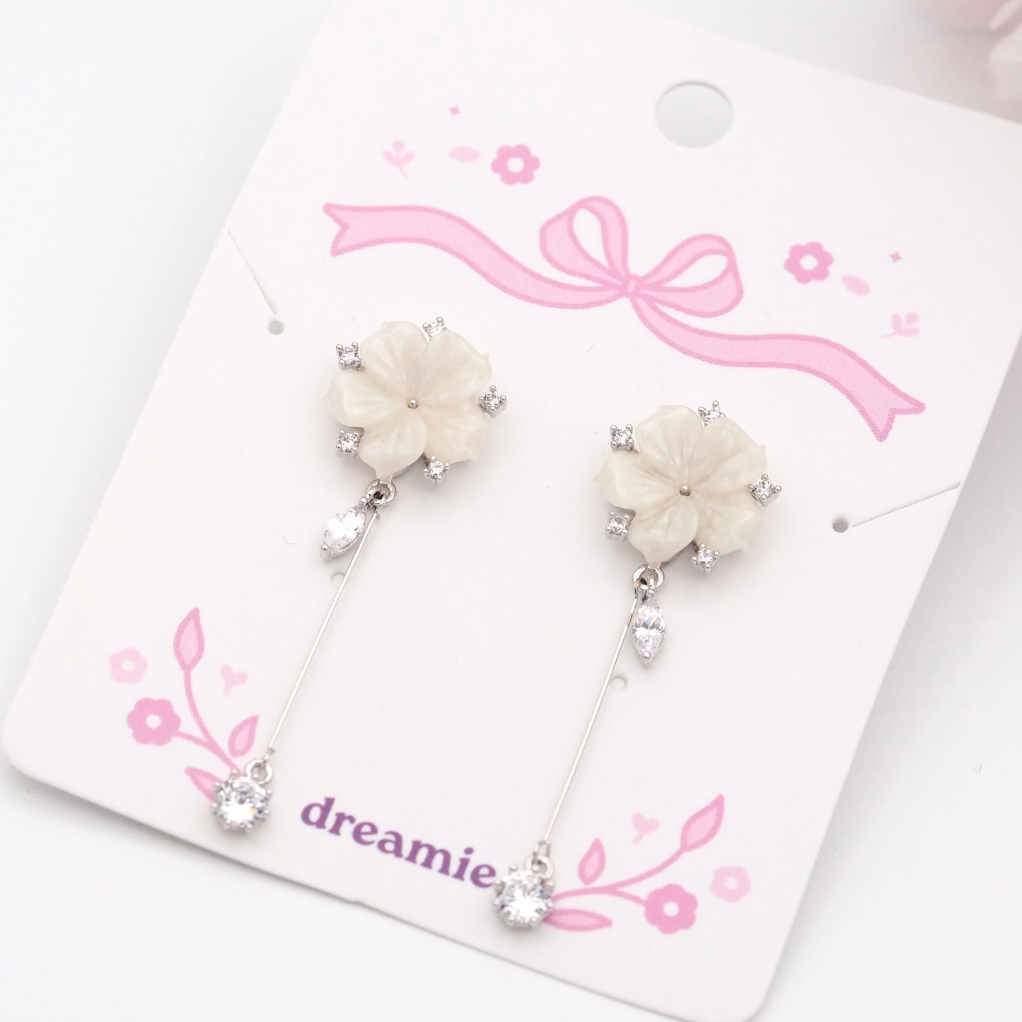Pearl Blossom Drop Earrings - 2 colors