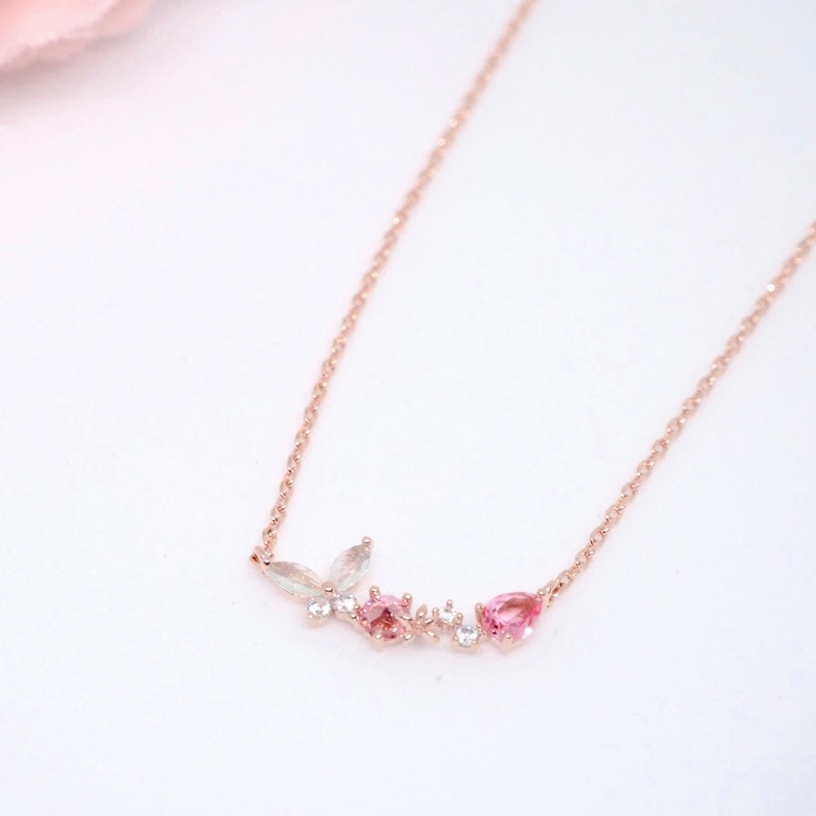 Pink Cubic Butterfly Necklace