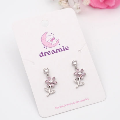 Pink Crystal Bloom Earrings