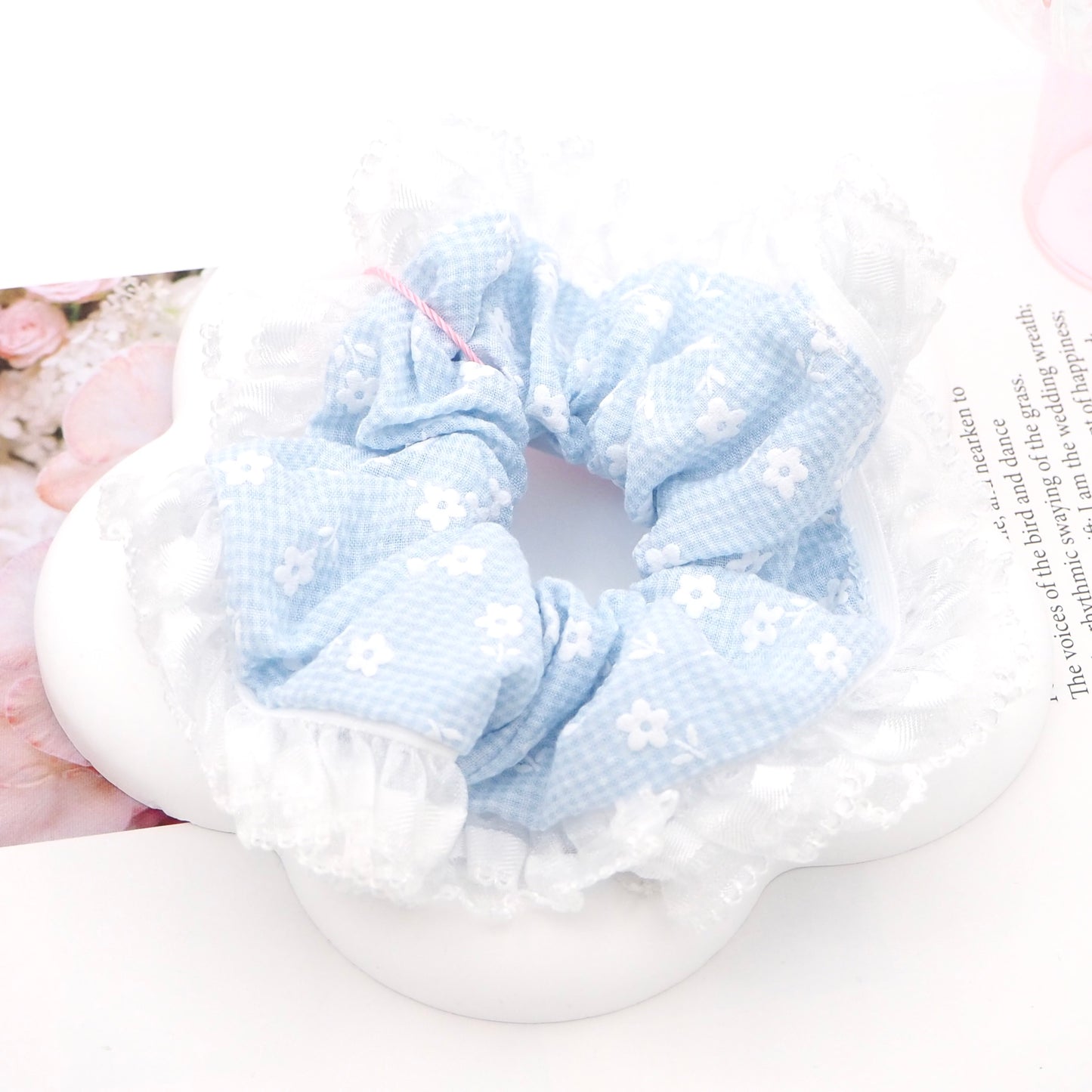 Cotton Candy Lace Hair Scrunchie