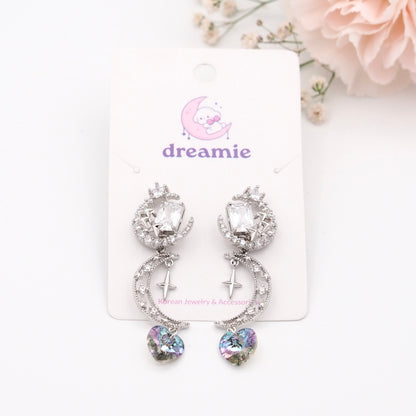 Moonlit Amour Earrings - Silver