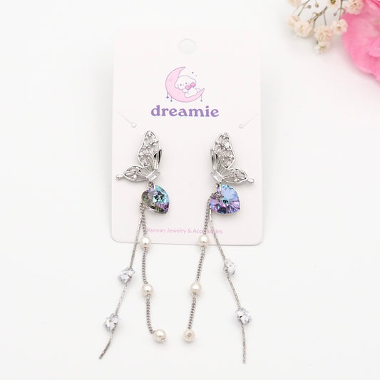 Swarovski Butterfly Long Earrings - Purple