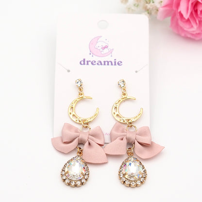 Rosequartz Moon Earrings