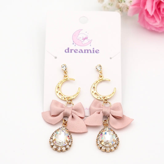 Rosequartz Moon Earrings