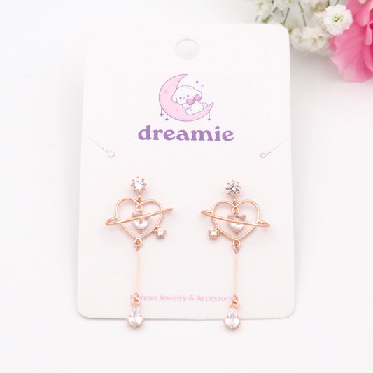 Universe Love Heart Earrings - Rose gold