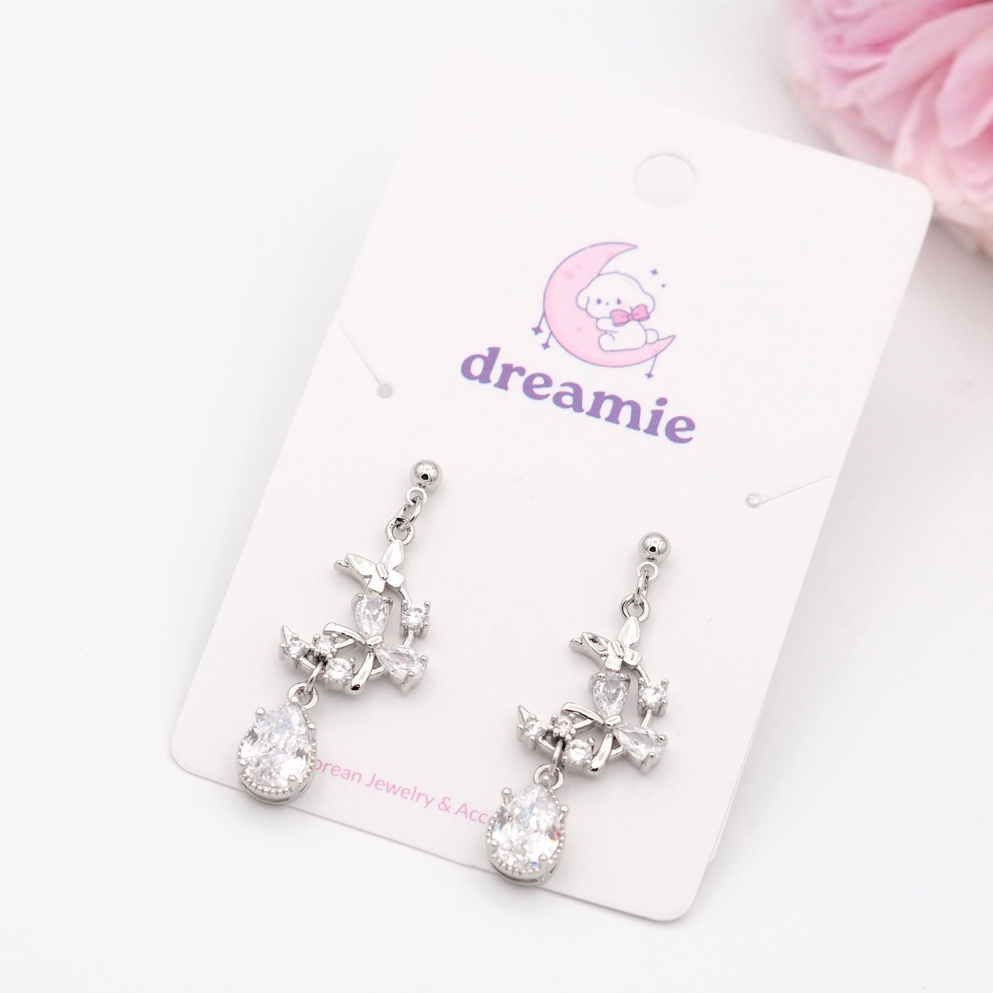 Starlight Crescent Earrings - Silver