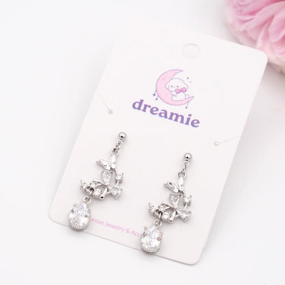 Starlight Crescent Earrings - Silver