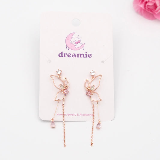 Rosy Butterfly Drop Earrings