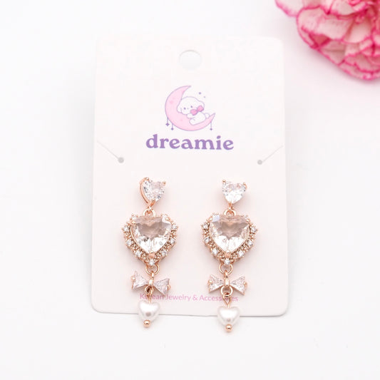 Charmed Heart Pearl Drop Earrings