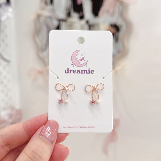 Lovely Rosy Ribbon Earrings