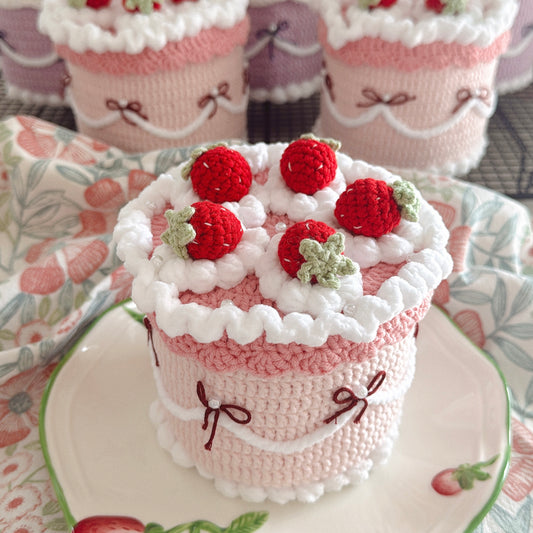 🍓 Strawberry Cake Handmade Crochet Jewelry Box