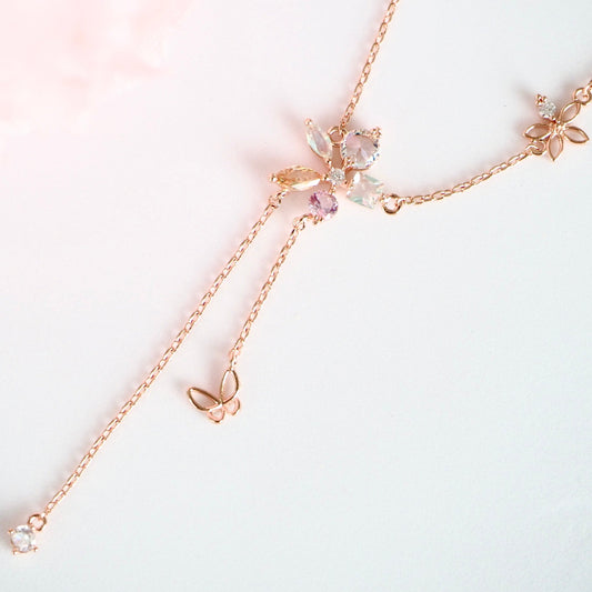 Petal Butterfly Drop Necklace