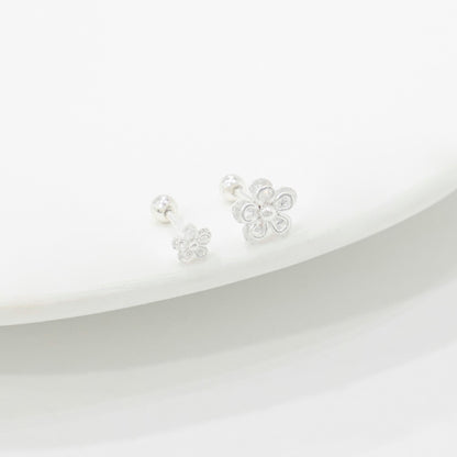 Mini Silver 925 Sparkling Flower Piercing