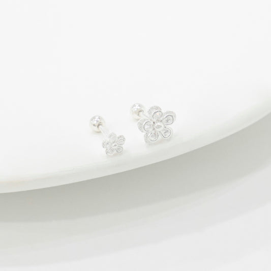 Mini Silver 925 Sparkling Flower Piercing