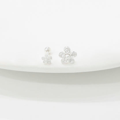 Mini Silver 925 Sparkling Flower Piercing