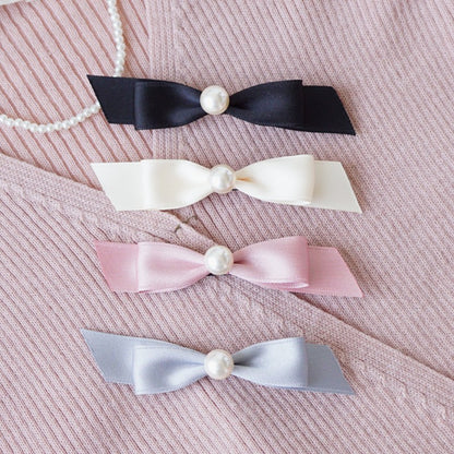 Ribbon Satin Pearl Hair Pin