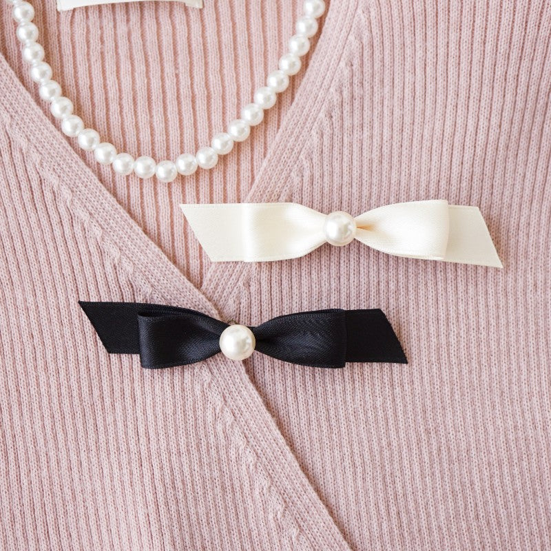 Ribbon Satin Pearl Hair Pin