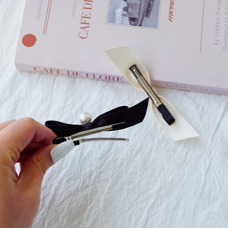 Ribbon Satin Pearl Hair Pin