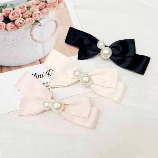 Ribbon Pearl Satin Side Hair Clip