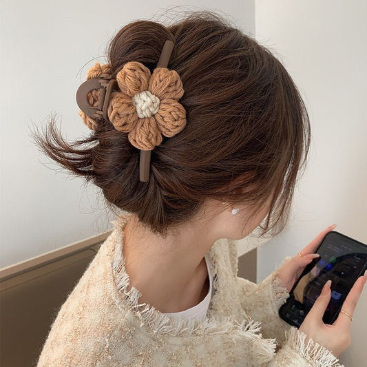 Knit Flower Hair Claw